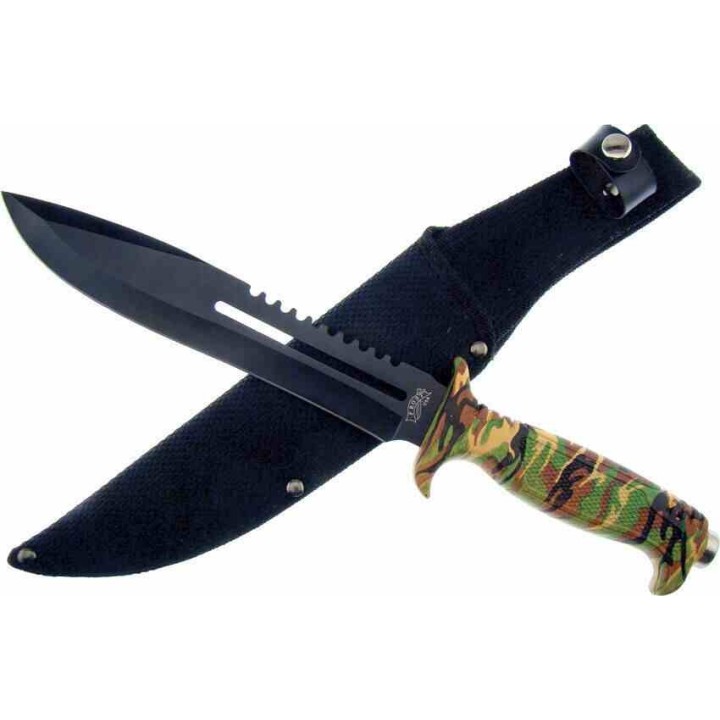 F18431CA Lot de 3 Couteau Frost Cutlery Jungle Fever IV Bowie Lame Acier Inox Manche Camo Etui Nylon - Livraison Gratuite