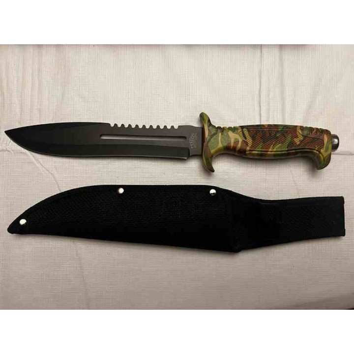 F18431CA Lot de 3 Couteau Frost Cutlery Jungle Fever IV Bowie Lame Acier Inox Manche Camo Etui Nylon - Livraison Gratuite
