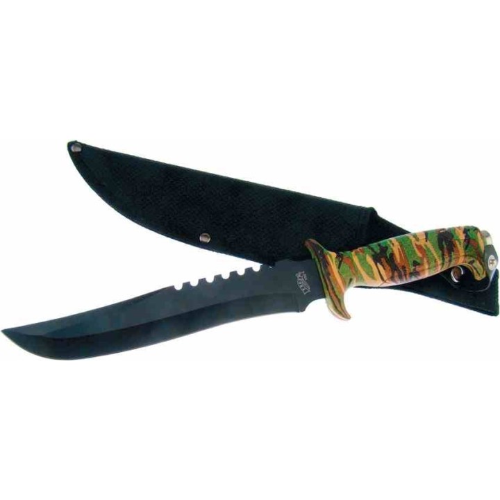 F18434CA Lot de 3 Couteau Frost Cutlery Jungle Fever I Bowie Lame Acier Inox Manche Camo Etui Nylon - Livraison Gratuite