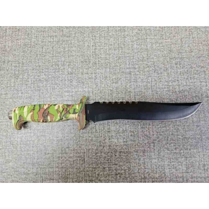 F18434CA Lot de 3 Couteau Frost Cutlery Jungle Fever I Bowie Lame Acier Inox Manche Camo Etui Nylon - Livraison Gratuite