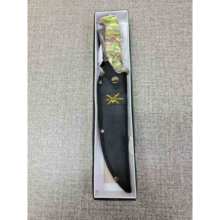 F18434CA Lot de 3 Couteau Frost Cutlery Jungle Fever I Bowie Lame Acier Inox Manche Camo Etui Nylon - Livraison Gratuite