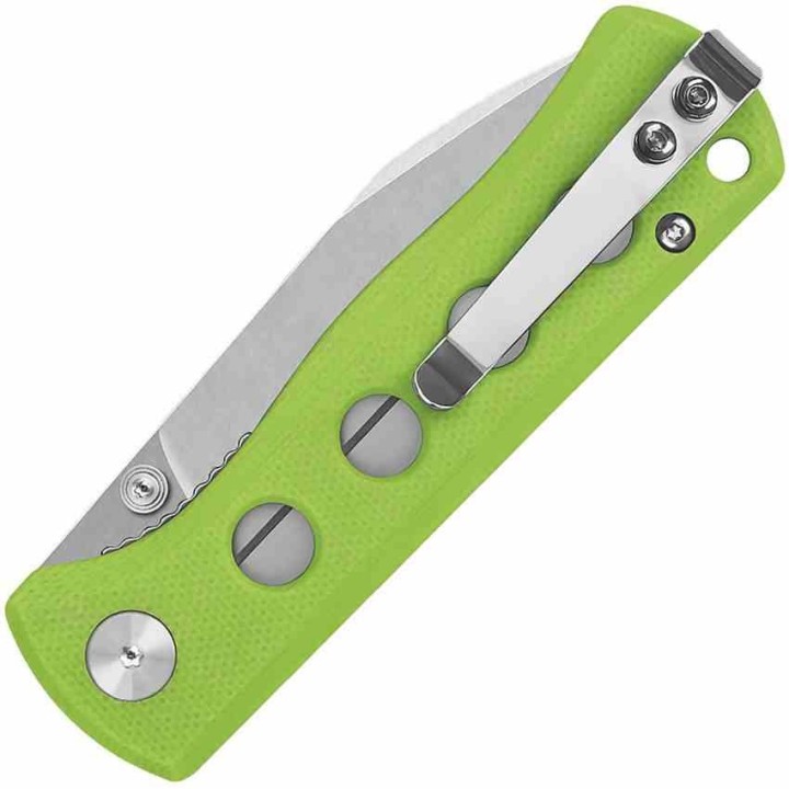 Couteau QSP Canary Neon Green Folder Lame Acier 14C28N Stonewash Manche G10 IKBS Linerlock Clip QS150C1 - Livraison Gratuite
