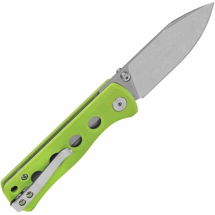 Couteau QSP Canary Neon Green Folder Lame Acier 14C28N Stonewash Manche G10 IKBS Linerlock Clip QS150C1 - Livraison Gratuite