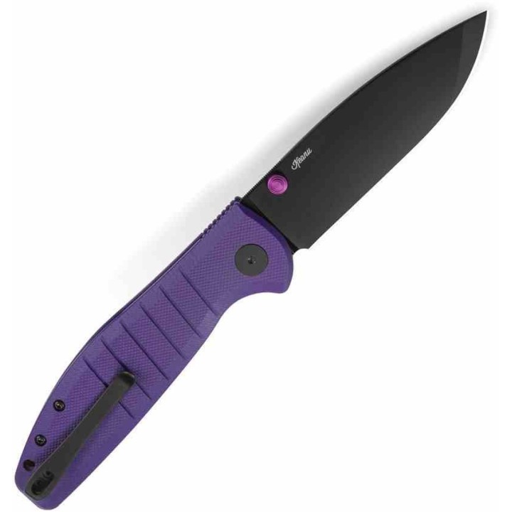 Couteau Bestech Bestechman Goodboy Purple Manche G10 Lame Acier D2 Gray DLC IKBS Button Lock Clip BTKMK04F - Livraison Gratuite