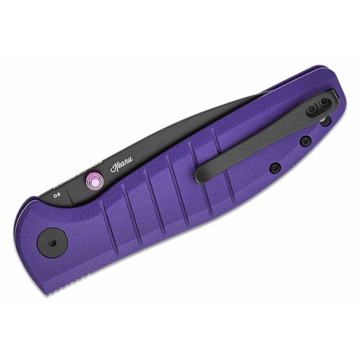 Couteau Bestech Bestechman Goodboy Purple Manche G10 Lame Acier D2 Gray DLC IKBS Button Lock Clip BTKMK04F - Livraison Gratuite