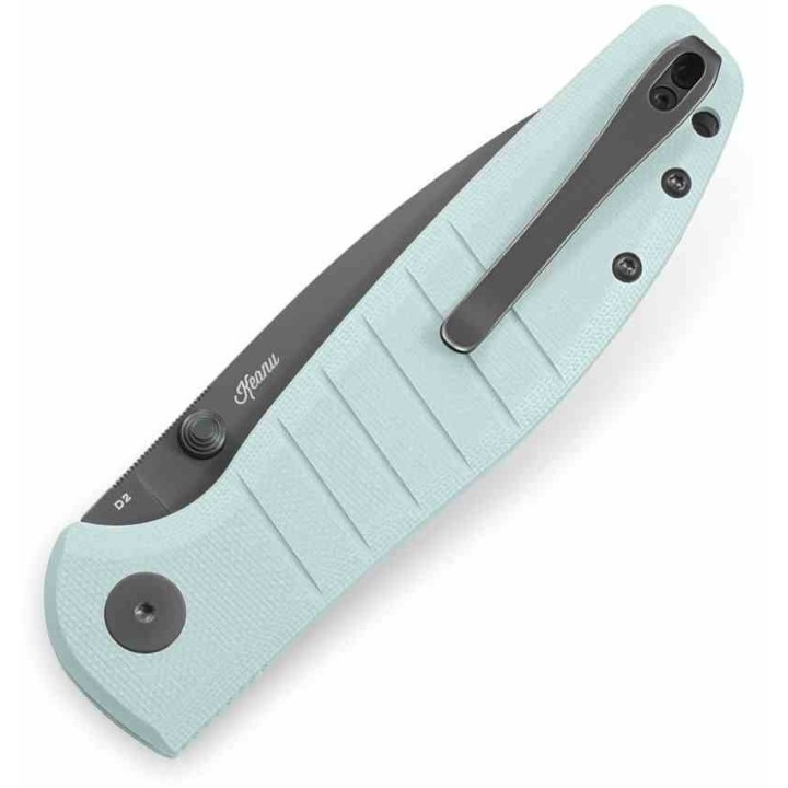 Couteau Bestech Bestechman Goodboy Ice Cream Blue G10 Lame Acier D2 Gray DLC IKBS Button Lock Clip BTKMK04D - Livraison Gratuite