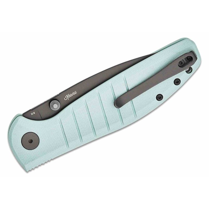 Couteau Bestech Bestechman Goodboy Ice Cream Blue G10 Lame Acier D2 Gray DLC IKBS Button Lock Clip BTKMK04D - Livraison Gratuite