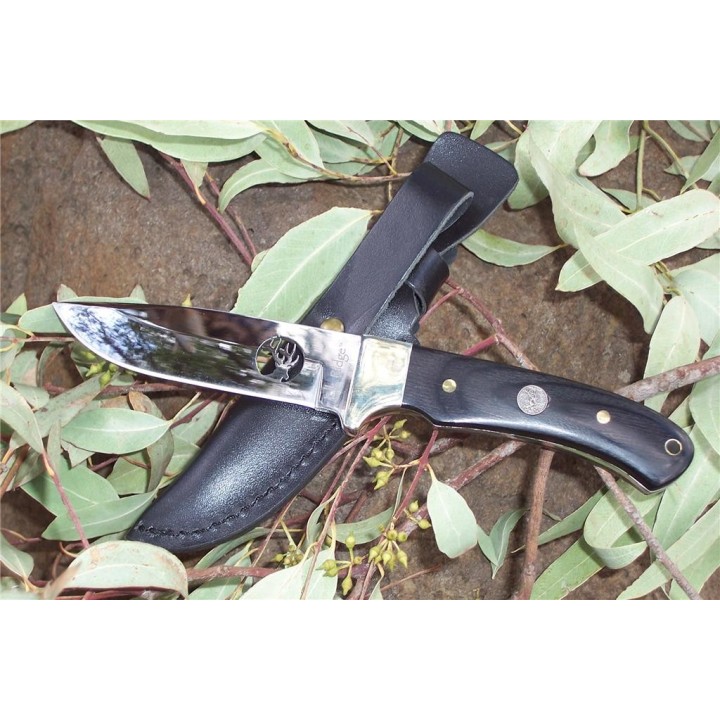 BEAU COUTEAU CHASSE RANDO MANCHE BOIS ELK RIDGE ER010 SIGLE LASER