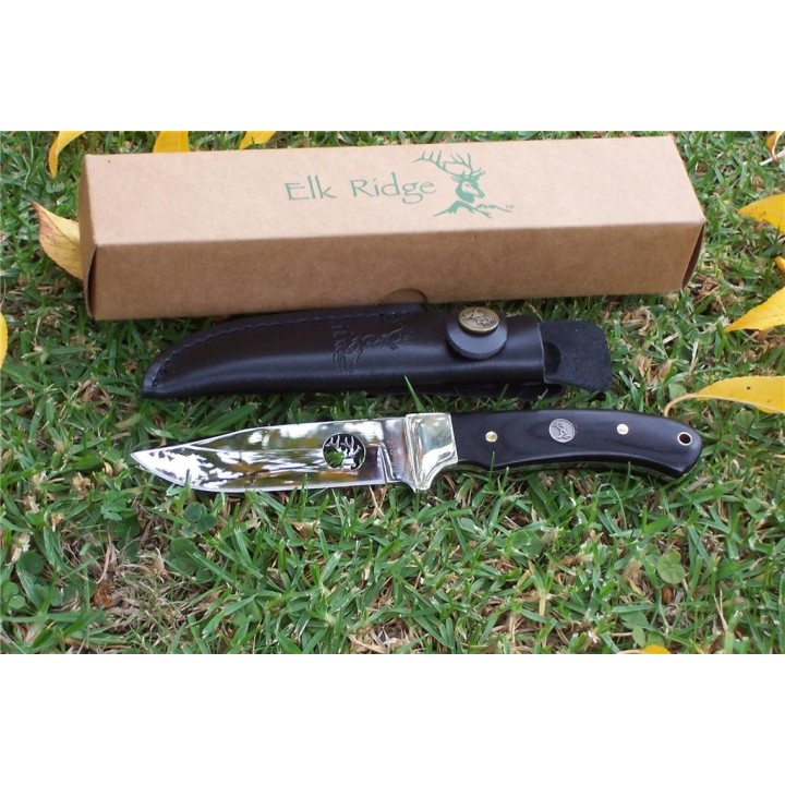 BEAU COUTEAU CHASSE RANDO MANCHE BOIS ELK RIDGE ER010 SIGLE LASER