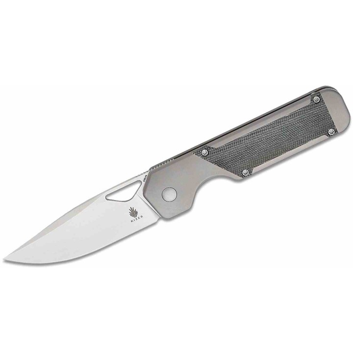 Couteau Kizer Militaw Manche Titane/Micarta Lame Acier S35VN Satin IKBS Framelock Clip KI3634A1 - Livraison Gratuite