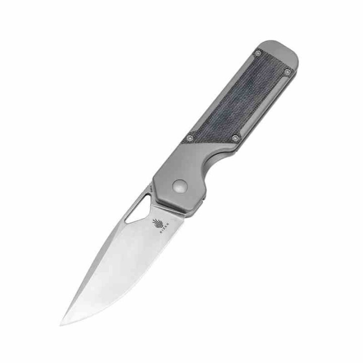Couteau Kizer Militaw Manche Titane/Micarta Lame Acier S35VN Satin IKBS Framelock Clip KI3634A1 - Livraison Gratuite