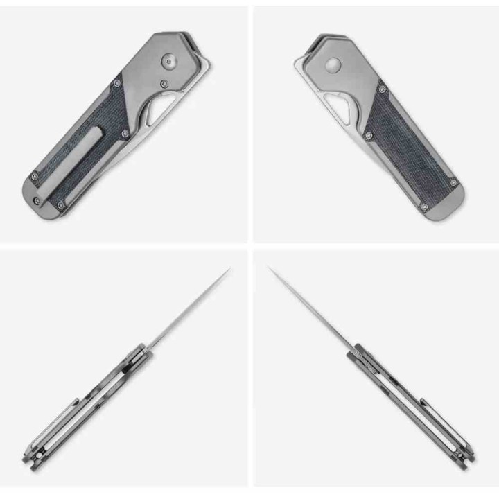 Couteau Kizer Militaw Manche Titane/Micarta Lame Acier S35VN Satin IKBS Framelock Clip KI3634A1 - Livraison Gratuite