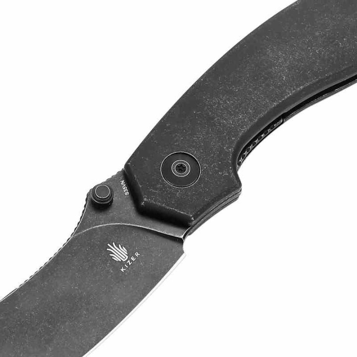 Couteau Kizer Doberman Titane Black Lame Acier S35VN Manche Titane IKBS Linerlock Clip KI4639A1 - Livraison Gratuite
