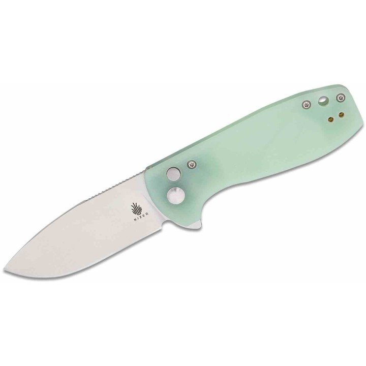 Couteau Kizer Amicus Jade Manche G10 Lame Acier 9Cr18MoV Satin IKBS Button Lock Clip KIL3002A2 - Livraison Gratuite