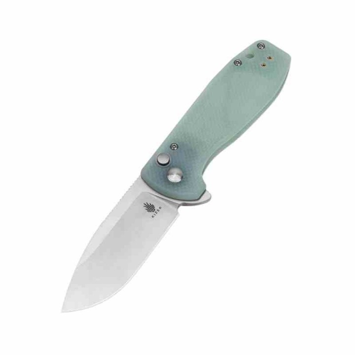 Couteau Kizer Amicus Jade Manche G10 Lame Acier 9Cr18MoV Satin IKBS Button Lock Clip KIL3002A2 - Livraison Gratuite