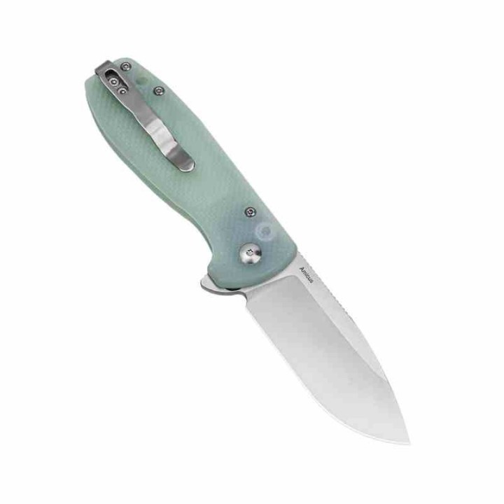 Couteau Kizer Amicus Jade Manche G10 Lame Acier 9Cr18MoV Satin IKBS Button Lock Clip KIL3002A2 - Livraison Gratuite