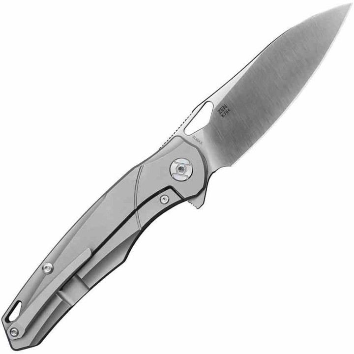Couteau Kunwu Knives Zen Lame Acier Elmax Manche Gray Titane IKBS Clip Framelock KUNK704 - Livraison Gratuite