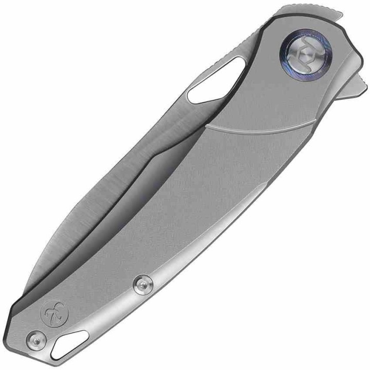 Couteau Kunwu Knives Zen Lame Acier Elmax Manche Gray Titane IKBS Clip Framelock KUNK704 - Livraison Gratuite