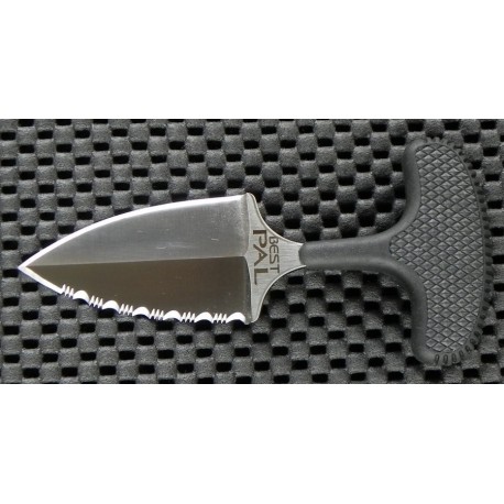 Couteau Push Dagger Cold Steel Best Pal 50/50 Acier AUS-8 Serrated Manche Black long Kray-Ex CS43XLS - Livraison Gratuite