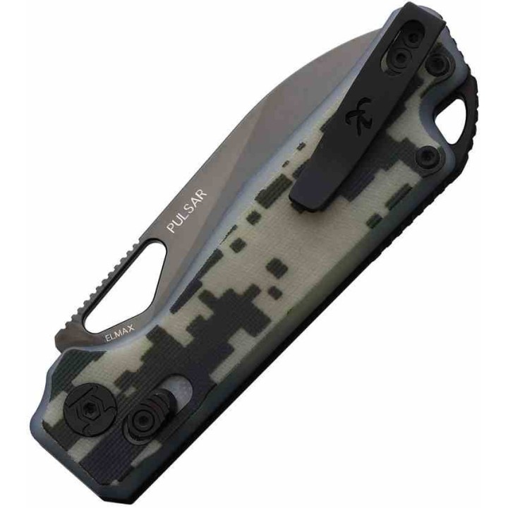 Couteau Kunwu Pulsar XT Lock Camo Manche G10 Lame Acier Elmax IKBS Clip KUNX705MO - Livraison Gratuite