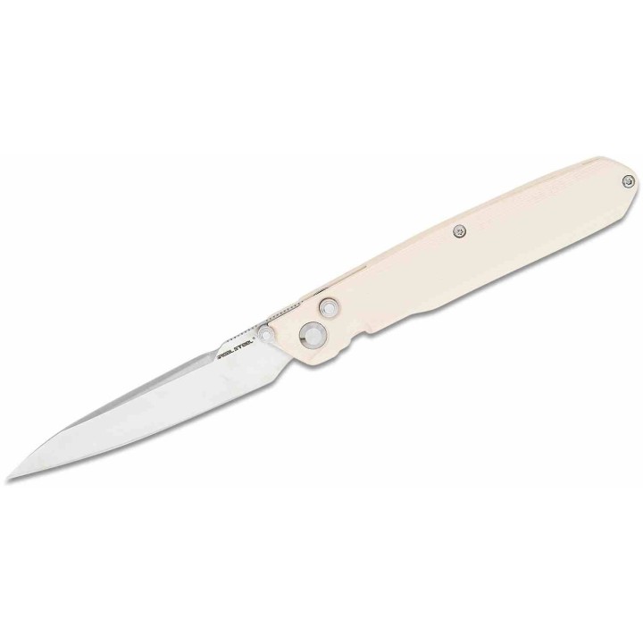 Couteau Real Steel G5 Metamorph Ivory Manche G10 Lame Acier Sandvik 14C28N Satin Button Lock Clip RS7831I - Livraison Gratuite