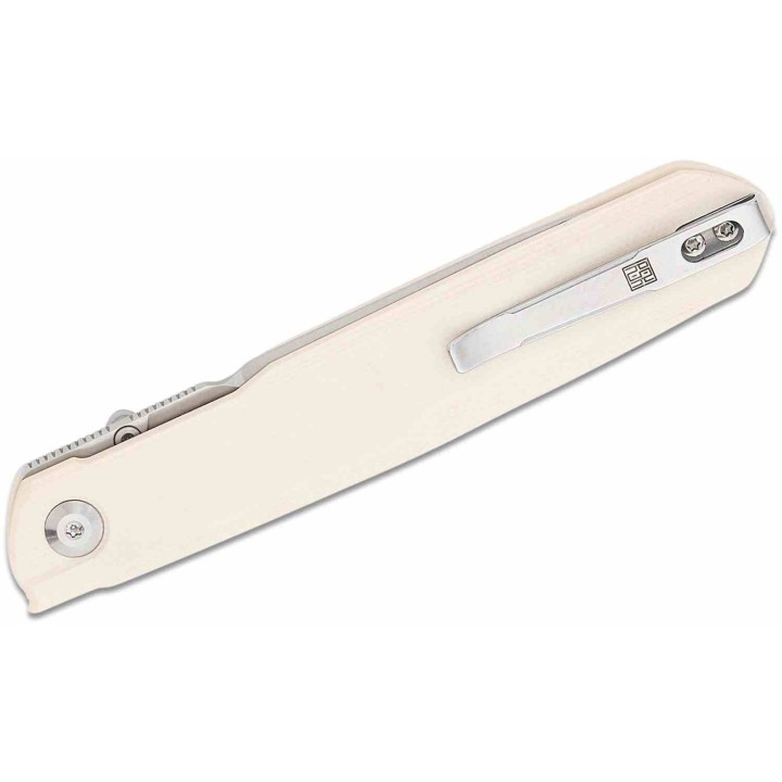 Couteau Real Steel G5 Metamorph Ivory Manche G10 Lame Acier Sandvik 14C28N Satin Button Lock Clip RS7831I - Livraison Gratuite