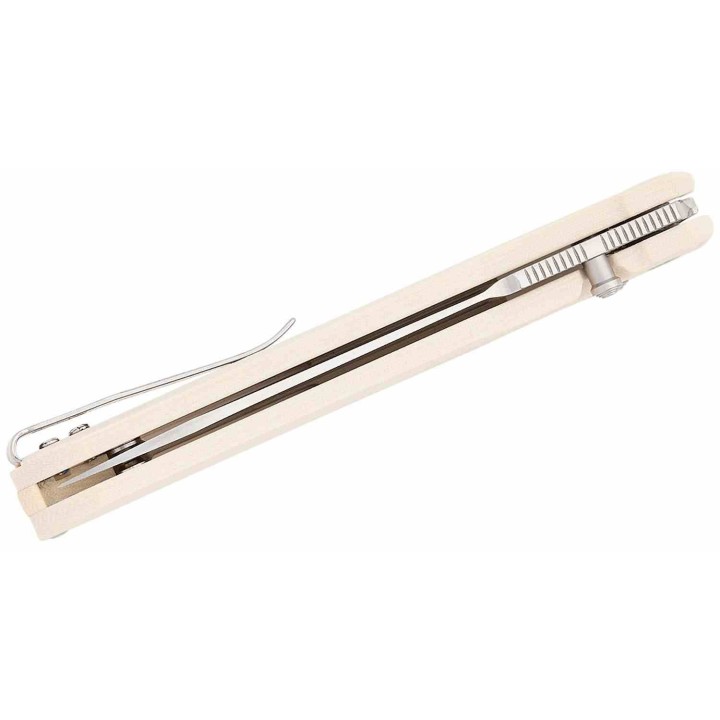Couteau Real Steel G5 Metamorph Ivory Manche G10 Lame Acier Sandvik 14C28N Satin Button Lock Clip RS7831I - Livraison Gratuite