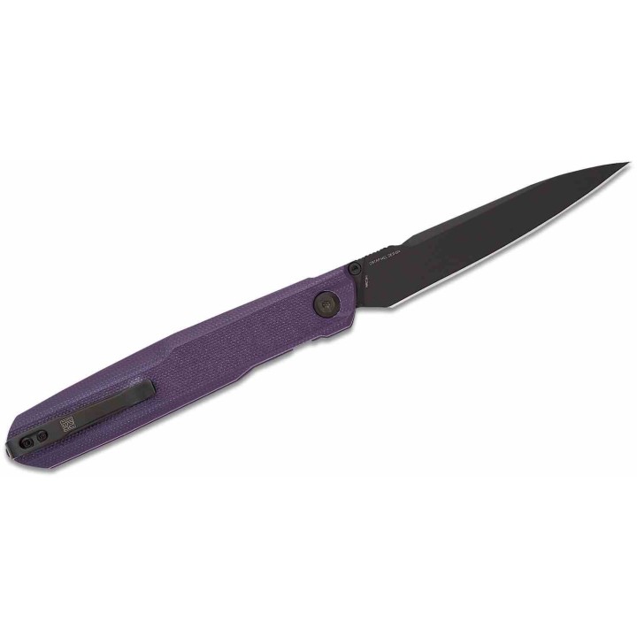 Couteau Real Steel G5 Metamorph Purple Manche G10 Lame Acier Sandvik 14C28N Black Button Lock Clip RS7832P - Livraison Gratuite