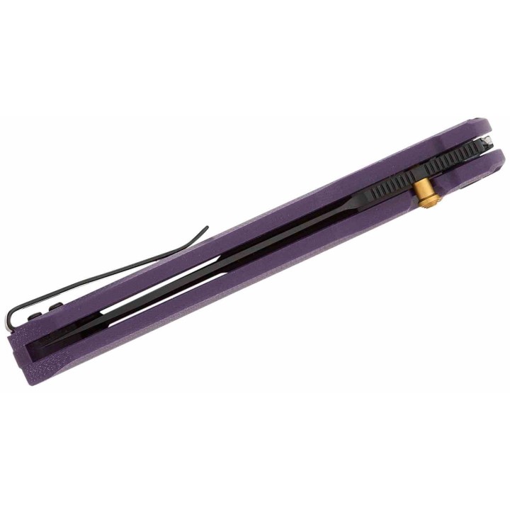 Couteau Real Steel G5 Metamorph Purple Manche G10 Lame Acier Sandvik 14C28N Black Button Lock Clip RS7832P - Livraison Gratuite