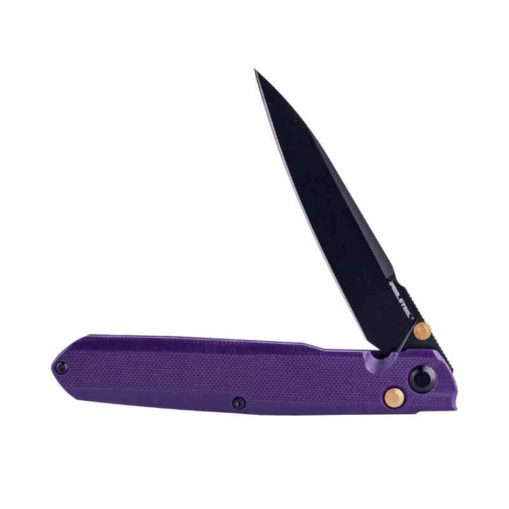 Couteau Real Steel G5 Metamorph Purple Manche G10 Lame Acier Sandvik 14C28N Black Button Lock Clip RS7832P - Livraison Gratuite