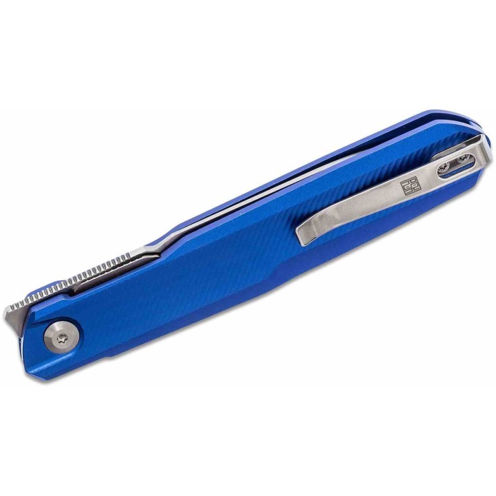 Couteau Real Steel G5 Metamorph Blue Manche Aluminium Lame Acier Sandvik 14C28N Satin Linerlock Clip RS7838 - Livraison Gratuite