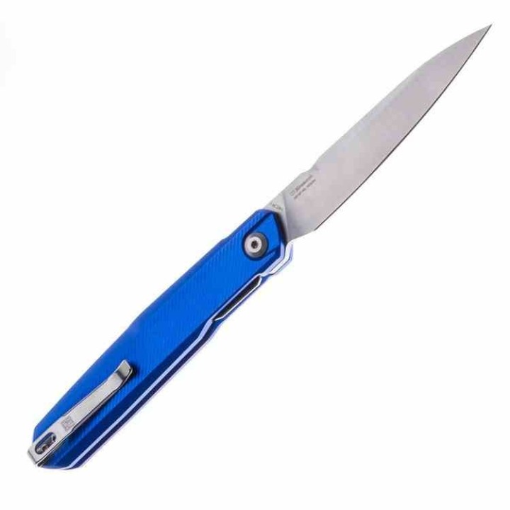 Couteau Real Steel G5 Metamorph Blue Manche Aluminium Lame Acier Sandvik 14C28N Satin Linerlock Clip RS7838 - Livraison Gratuite