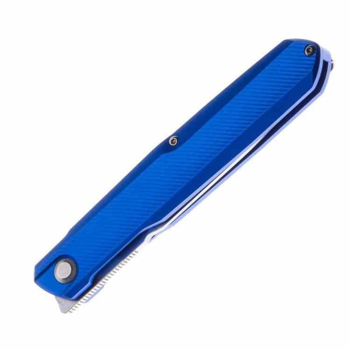 Couteau Real Steel G5 Metamorph Blue Manche Aluminium Lame Acier Sandvik 14C28N Satin Linerlock Clip RS7838 - Livraison Gratuite
