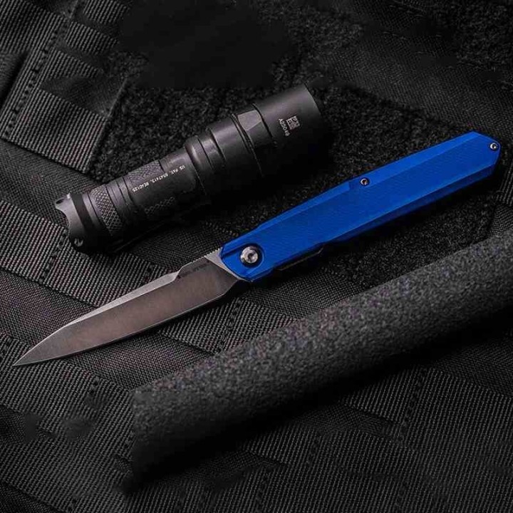 Couteau Real Steel G5 Metamorph Blue Manche Aluminium Lame Acier Sandvik 14C28N Satin Linerlock Clip RS7838 - Livraison Gratuite