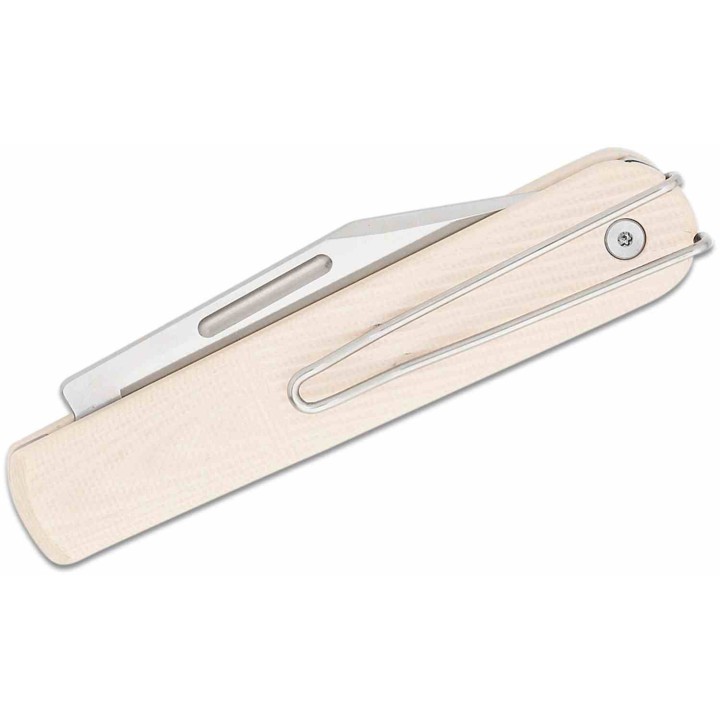 Couteau Real Steel Barlow RB-5 Ivory Manche G10 Lame Clip Point Acier N690 Slip Joint Clip RS8022I - Livraison Gratuite