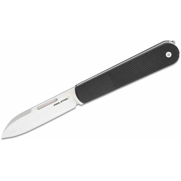 Couteau Real Steel Barlow RB-5 Black Manche G10 Lame Drop Point Acier N690 Slip Joint Clip RS8021B - Livraison Gratuite