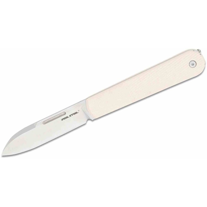 Couteau Real Steel Barlow RB-5 Ivory Manche G10 Lame Drop Point Acier N690 Slip Joint Clip RS8021I - Livraison Gratuite