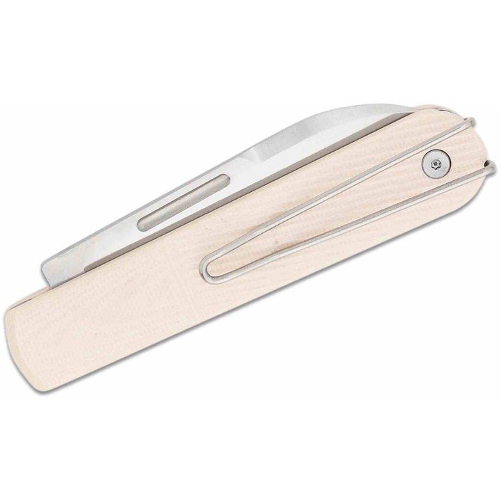 Couteau Real Steel Barlow RB-5 Ivory Manche G10 Lame Drop Point Acier N690 Slip Joint Clip RS8021I - Livraison Gratuite