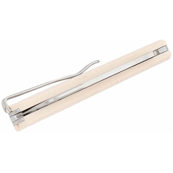 Couteau Real Steel Barlow RB-5 Ivory Manche G10 Lame Drop Point Acier N690 Slip Joint Clip RS8021I - Livraison Gratuite