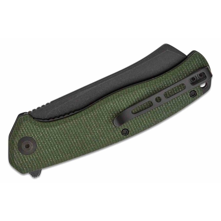 Couteau Sencut Traxler Green Manche Micarta Lame Acier 9Cr18MoV Blackwash IKBS Linerlock Clip S20057C4 - Livraison Gratuite