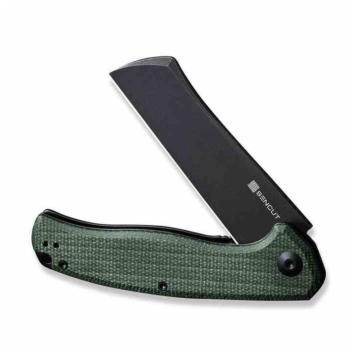 Couteau Sencut Traxler Green Manche Micarta Lame Acier 9Cr18MoV Blackwash IKBS Linerlock Clip S20057C4 - Livraison Gratuite