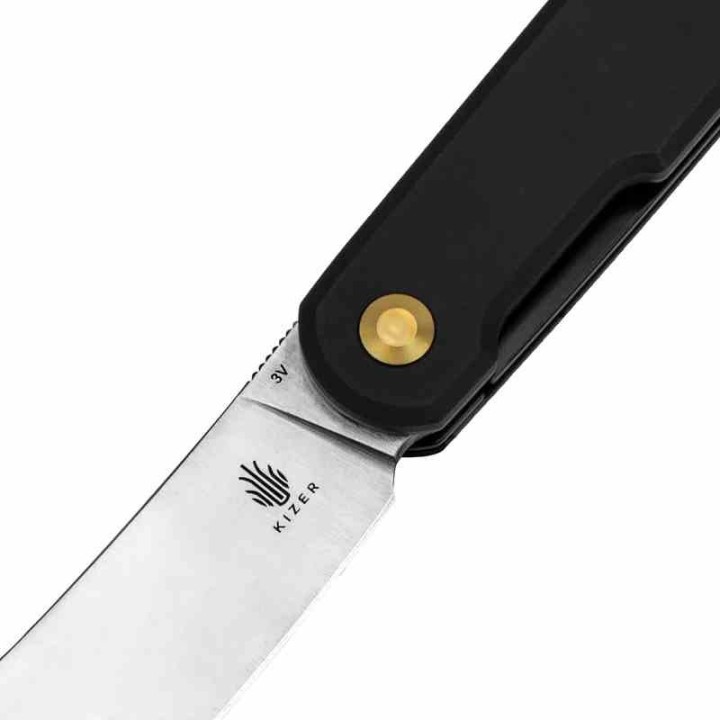 Couteau Kizer Cutlery Klipper Black Lame Acier CPM-3V Manche Aluminium IKBS Linerlock Clip KIV3580C1 - Livraison Gratuite