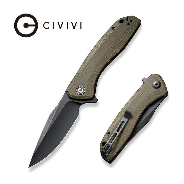 Couteau CIVIVI Baklash Green Lame Acier 9Cr18MoV Manche Micarta Linerlock IKBS Clip CIVC801K - Livraison Gratuite