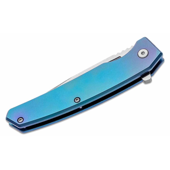 Couteau Ontario Ti-22 Ultrablue Manche Titane Lame Tanto Acier AUS-8 Frame Lock Clip ON9800 - Livraison Gratuite