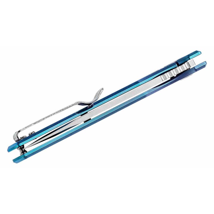 Couteau Ontario Ti-22 Ultrablue Manche Titane Lame Tanto Acier AUS-8 Frame Lock Clip ON9800 - Livraison Gratuite