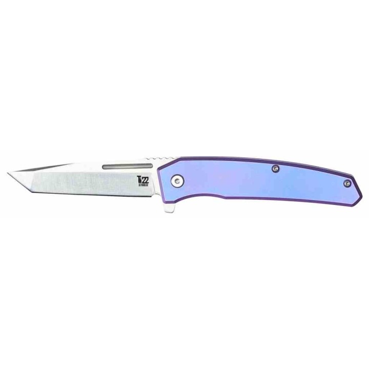Couteau Ontario Ti-22 Ultrablue Manche Titane Lame Tanto Acier AUS-8 Frame Lock Clip ON9800 - Livraison Gratuite