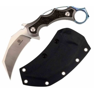 Couteau Defcon  Karambit Jungle Gray Lame Acier D2 Claw Manche Titane Etui Kydex TF3101 - Livraison Gratuite