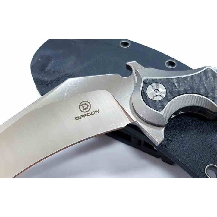 Couteau Defcon  Karambit Jungle Gray Lame Acier D2 Claw Manche Titane Etui Kydex TF3101 - Livraison Gratuite