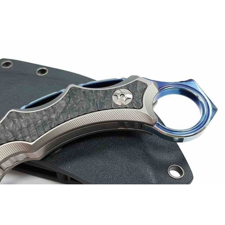 Couteau Defcon  Karambit Jungle Gray Lame Acier D2 Claw Manche Titane Etui Kydex TF3101 - Livraison Gratuite
