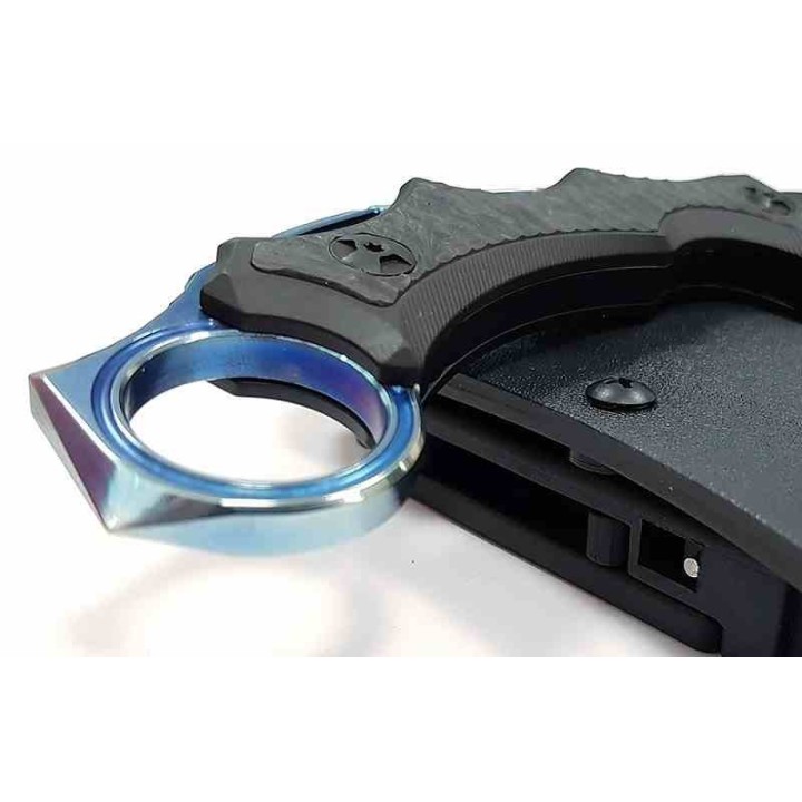 Couteau Defcon Karambit Jungle Black Lame Acier D2 Claw Manche Titane Etui Kydex TF31012 - Livraison Gratuite